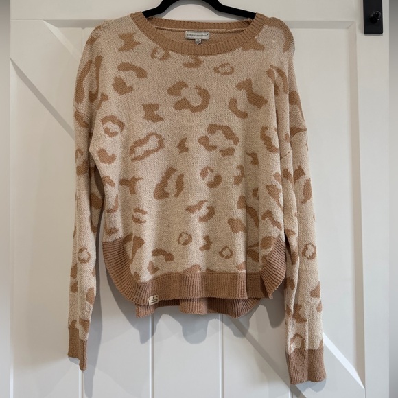 Simply Southern Sweaters - Simply Southern Leopard Print Sweater - Brown and Cream - Size Medium